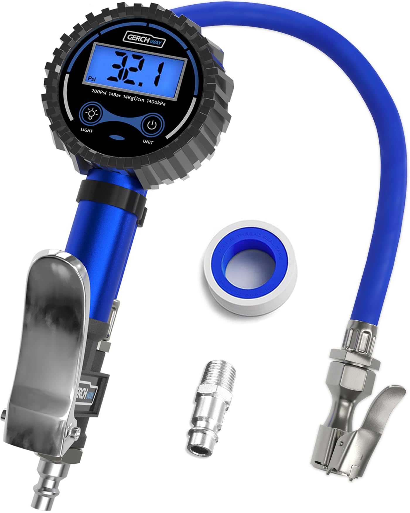 Digital Tire Pressure Gauge With Inflator, Improved Leaks Protection, 200Psi Air Chuck With Pressure Gauge And Air Compressor Ac